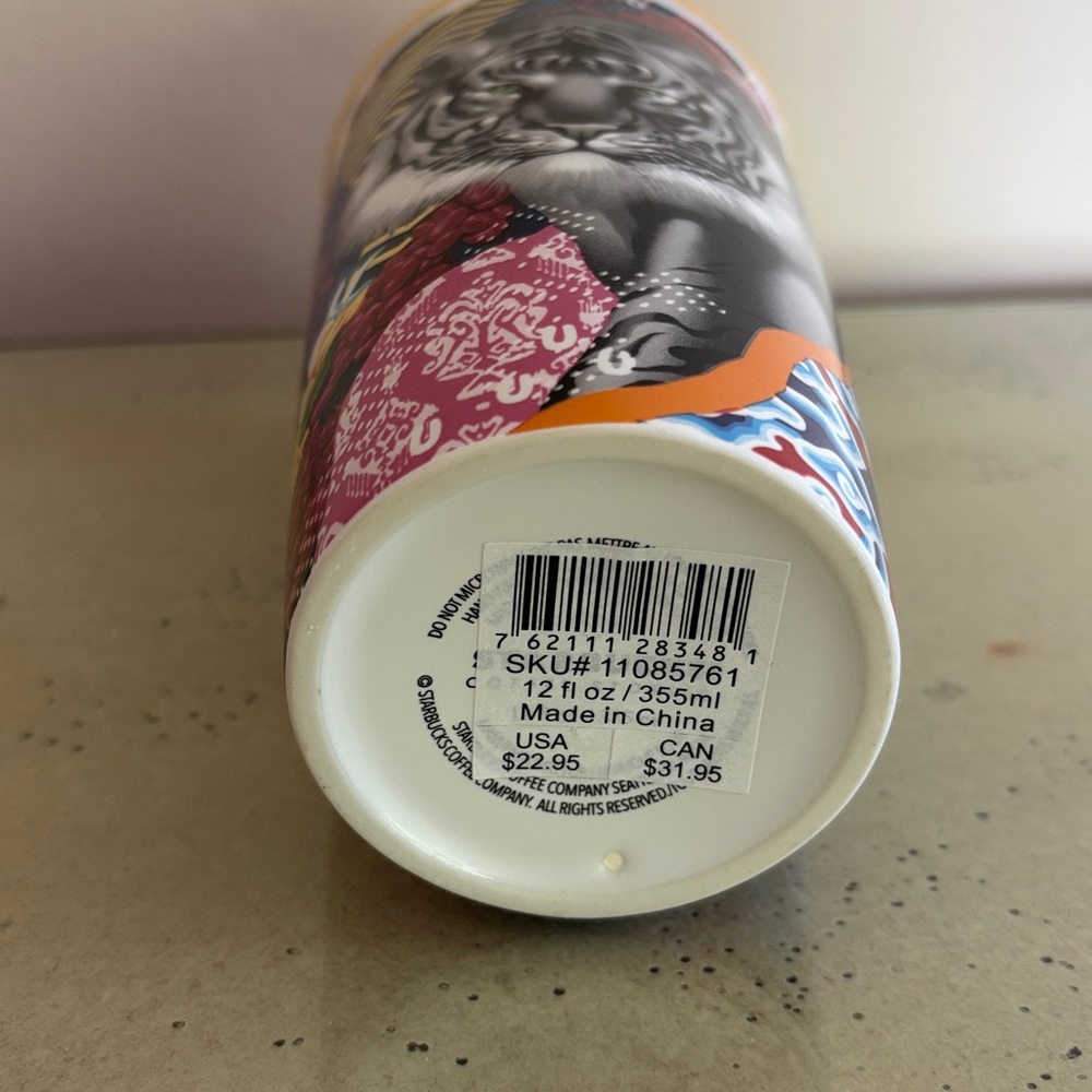 Starbucks - Tristan Eaton Limited Sumatra Tiger Ceramic Travel Cup/Tumbler  NEW - Picture 3 of 7